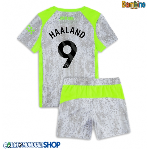 Maglie da calcio Manchester City Erling Haaland #9 Terza Maglia Bambino 2025-26 Manica Corta + Pantaloni corti)